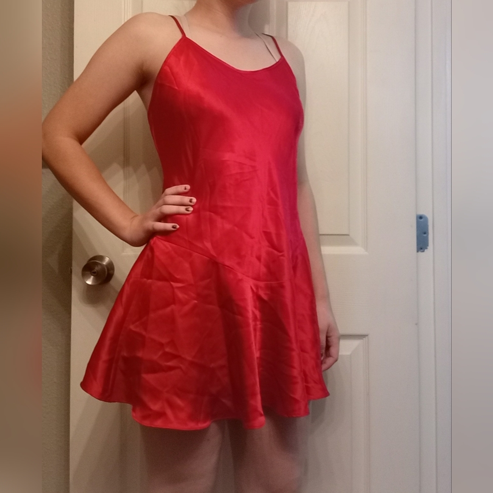 VINTAGE 1998 Victoria's Secret Medium Red Slip Dress